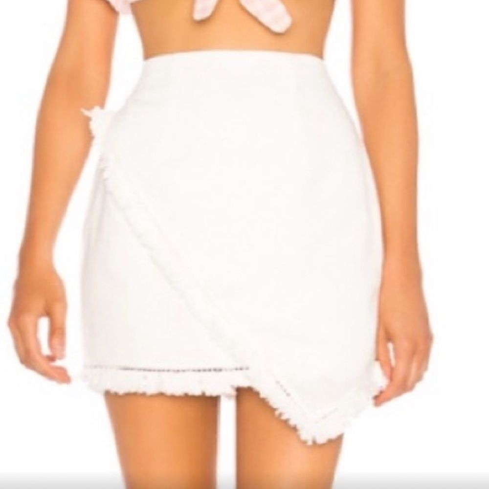 By the way white tweed skirt